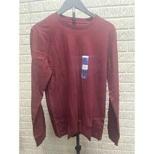 George Mens‎ Long Sleeve Crew Neck Tee Heritage Russet Burgundy Red Small S NEW